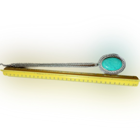 Turquoise Gemstone 18 inch Silver Necklace - Picture 7 of 7